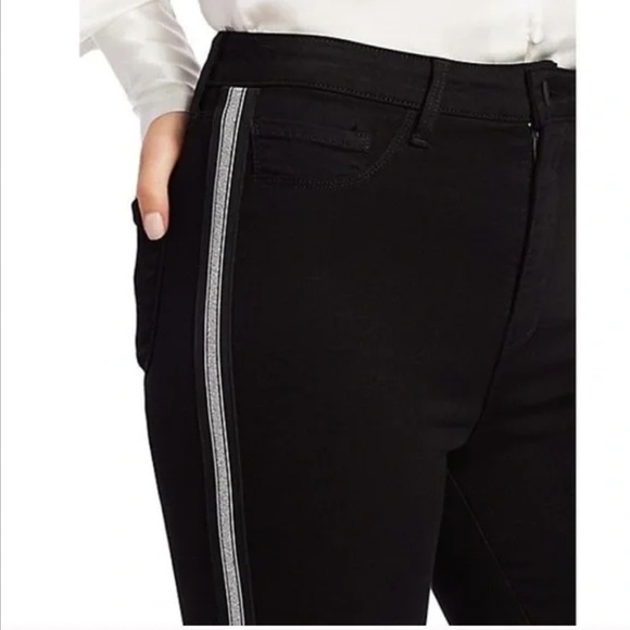 L'AGENCE | Margot Rhinestone Crystal-Stripe High-Rise Skinny Jeans in Black | 25 - Picture 4 of 14